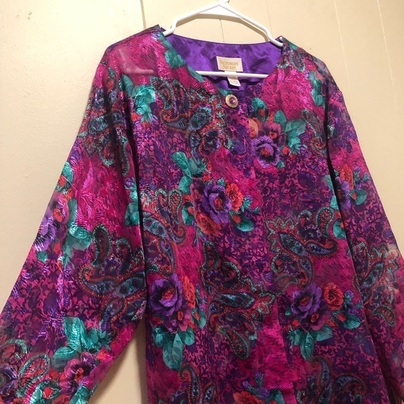 NWT Vintage Victoria’s Secret Gold Label Button Down Sheet Floral Top Small - Picture 2 of 5